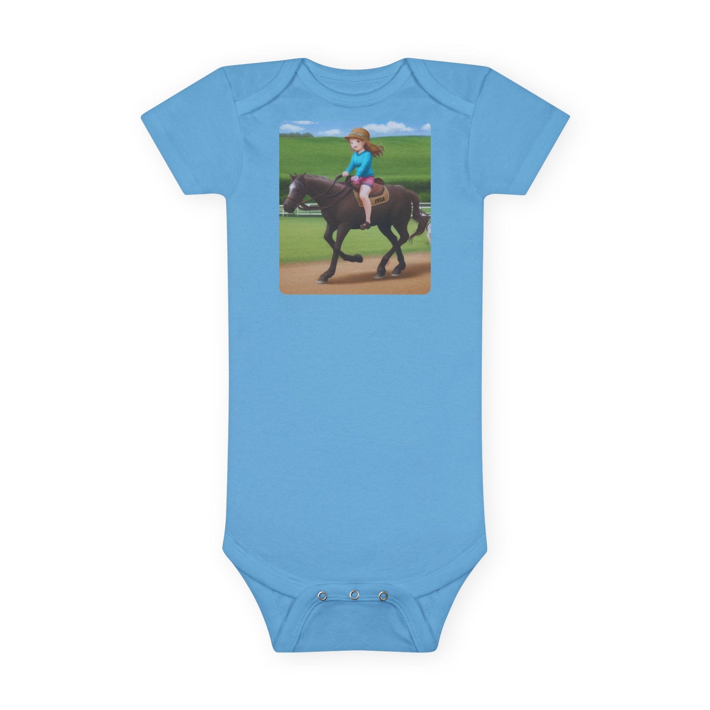 Body mignon pour bébé à manches courtes - Idéal cadeau pour les amoureux des chevaux (Créé par Zyello)