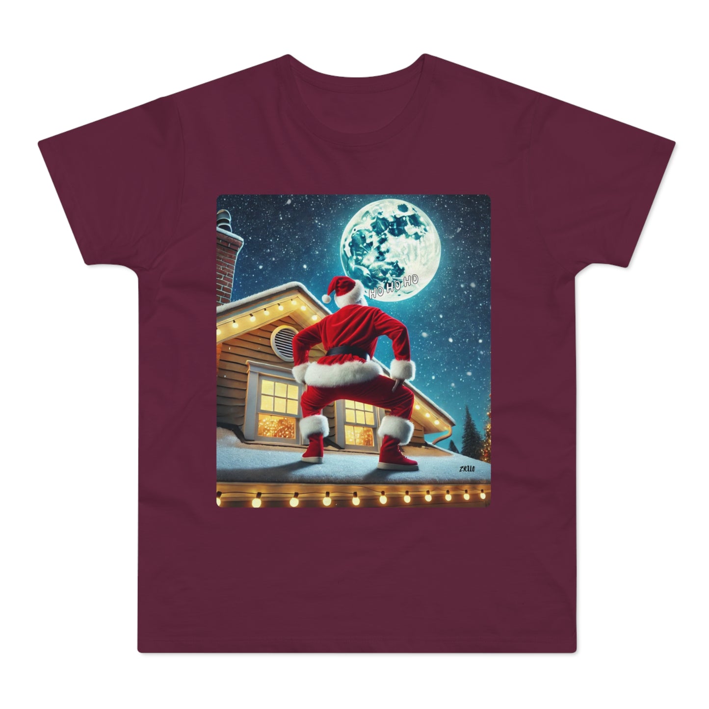 T-shirt homme "Père noël sur le toit" drôle - T-shirt de Noël décalé