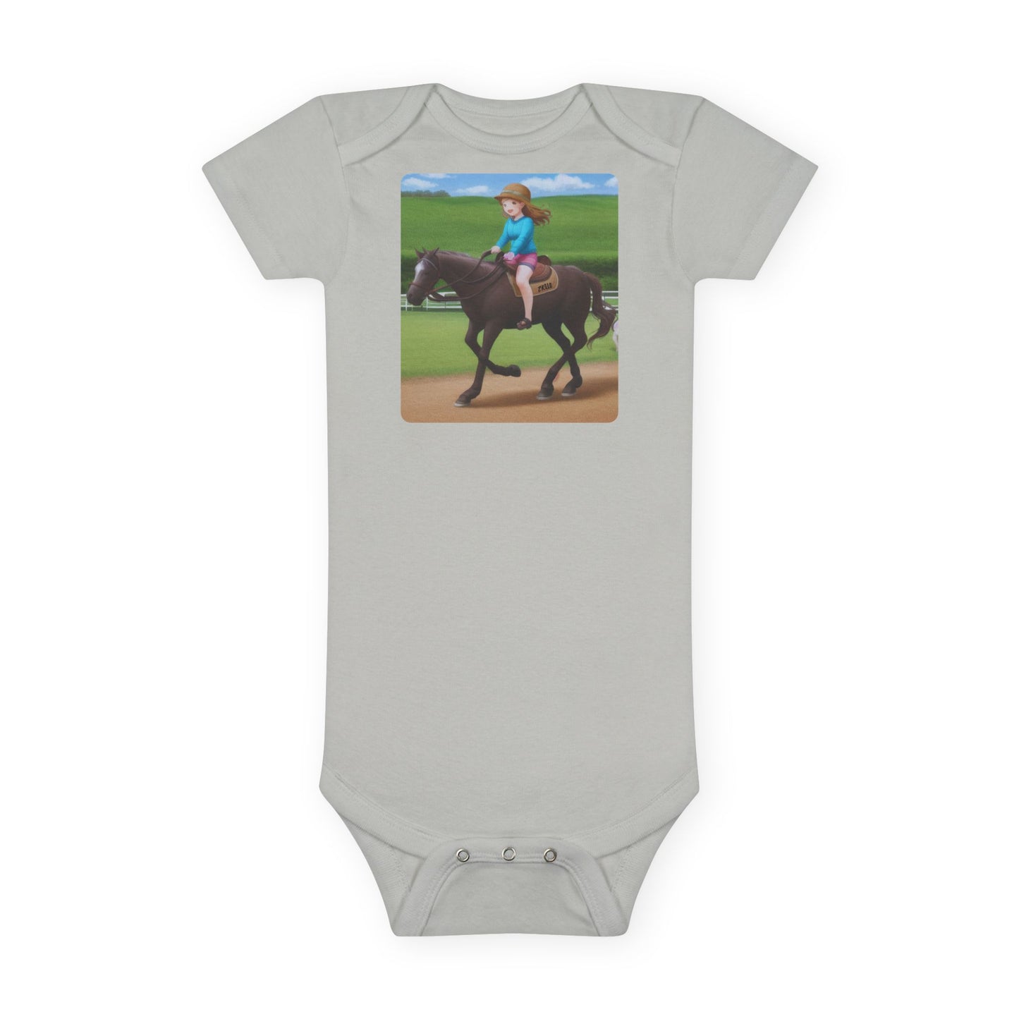 Body mignon pour bébé à manches courtes - Idéal cadeau pour les amoureux des chevaux (Créé par Zyello)