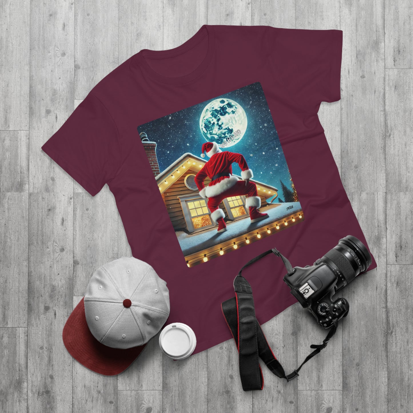 T-shirt homme "Père noël sur le toit" drôle - T-shirt de Noël décalé