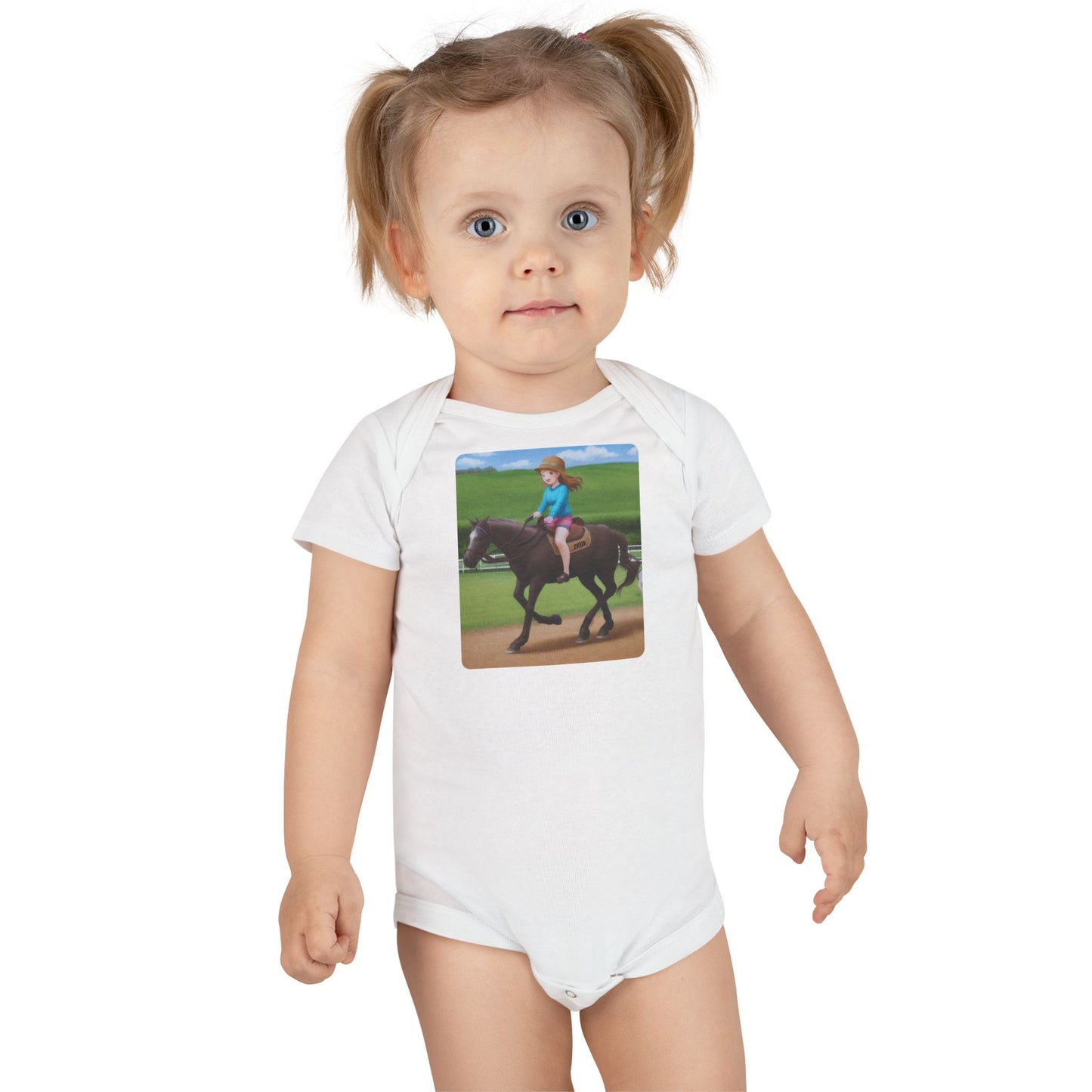 Body mignon pour bébé à manches courtes - Idéal cadeau pour les amoureux des chevaux (Créé par Zyello)