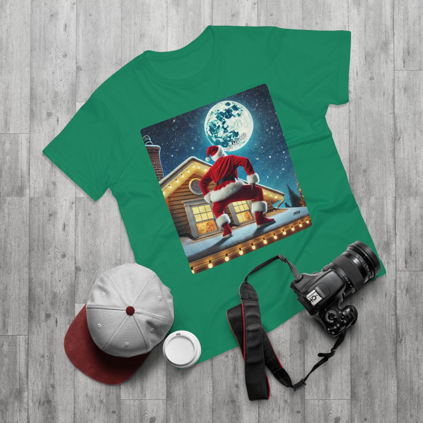 T-shirt homme "Père noël sur le toit" drôle - T-shirt de Noël décalé