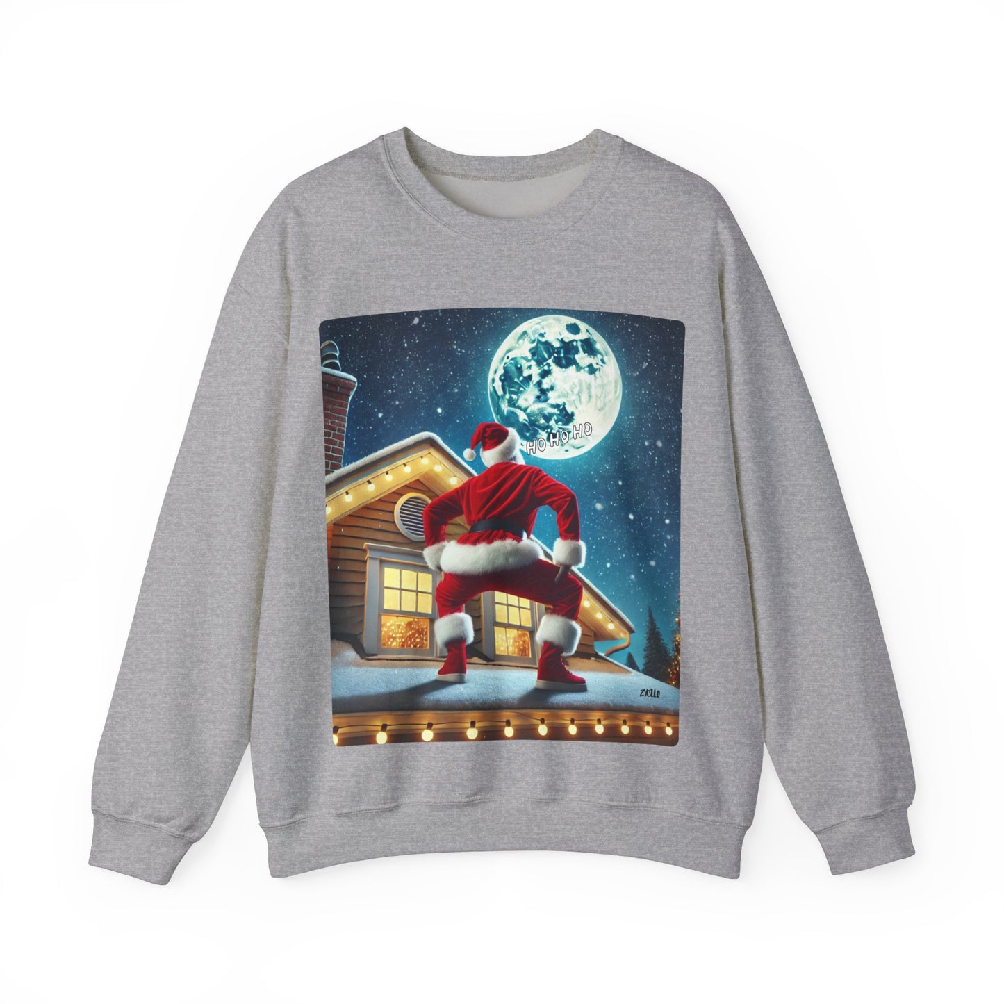 Sweatshirt unisexe Santa on the Roof en mélange épais - Parfait pour les célébrations de Noël.