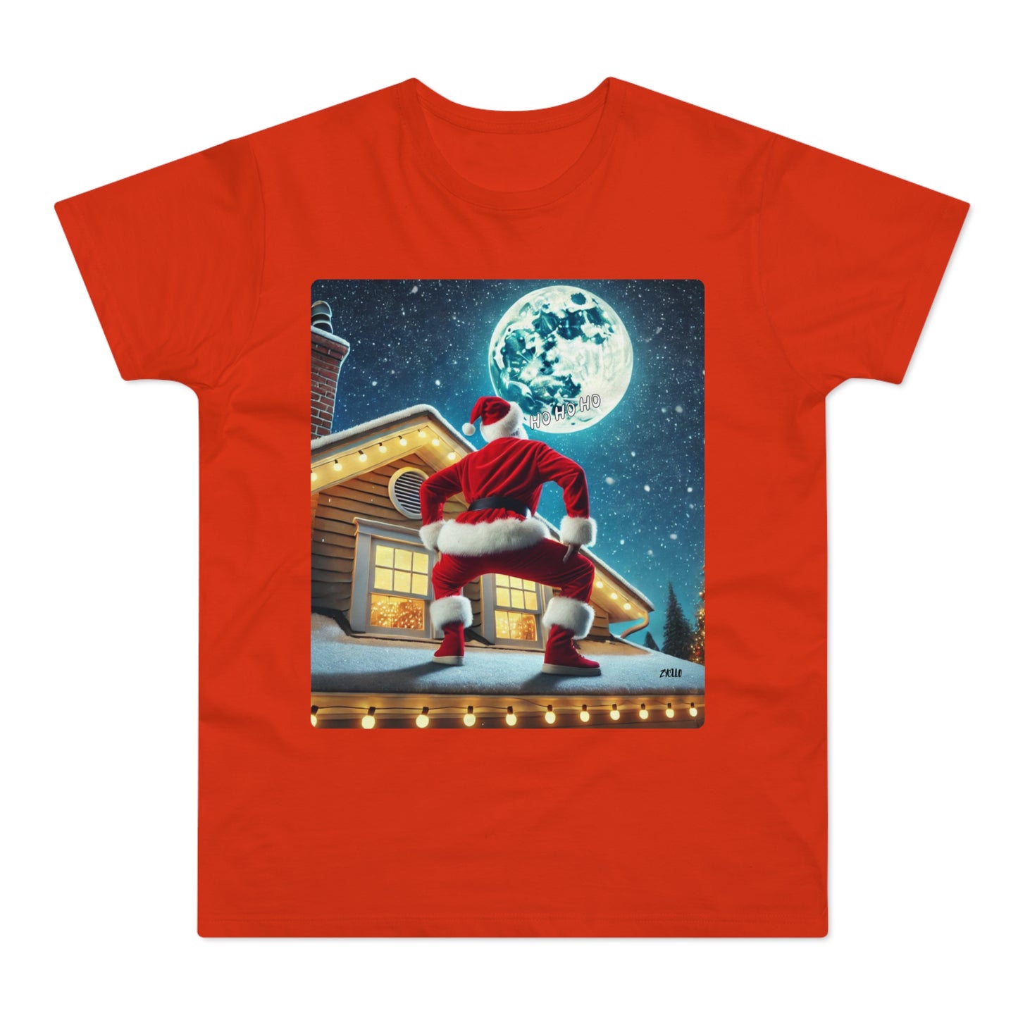 T-shirt homme "Père noël sur le toit" drôle - T-shirt de Noël décalé