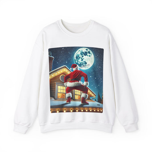 Sweatshirt unisexe Santa on the Roof en mélange épais - Parfait pour les célébrations de Noël.