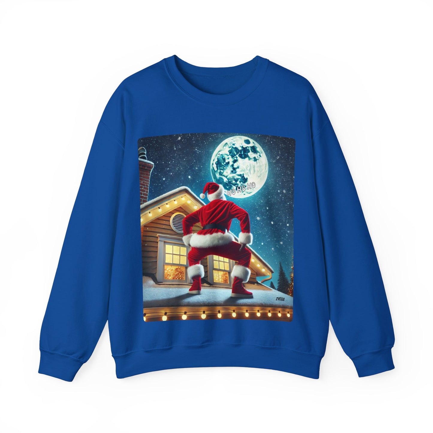 Sweatshirt unisexe Santa on the Roof en mélange épais - Parfait pour les célébrations de Noël.