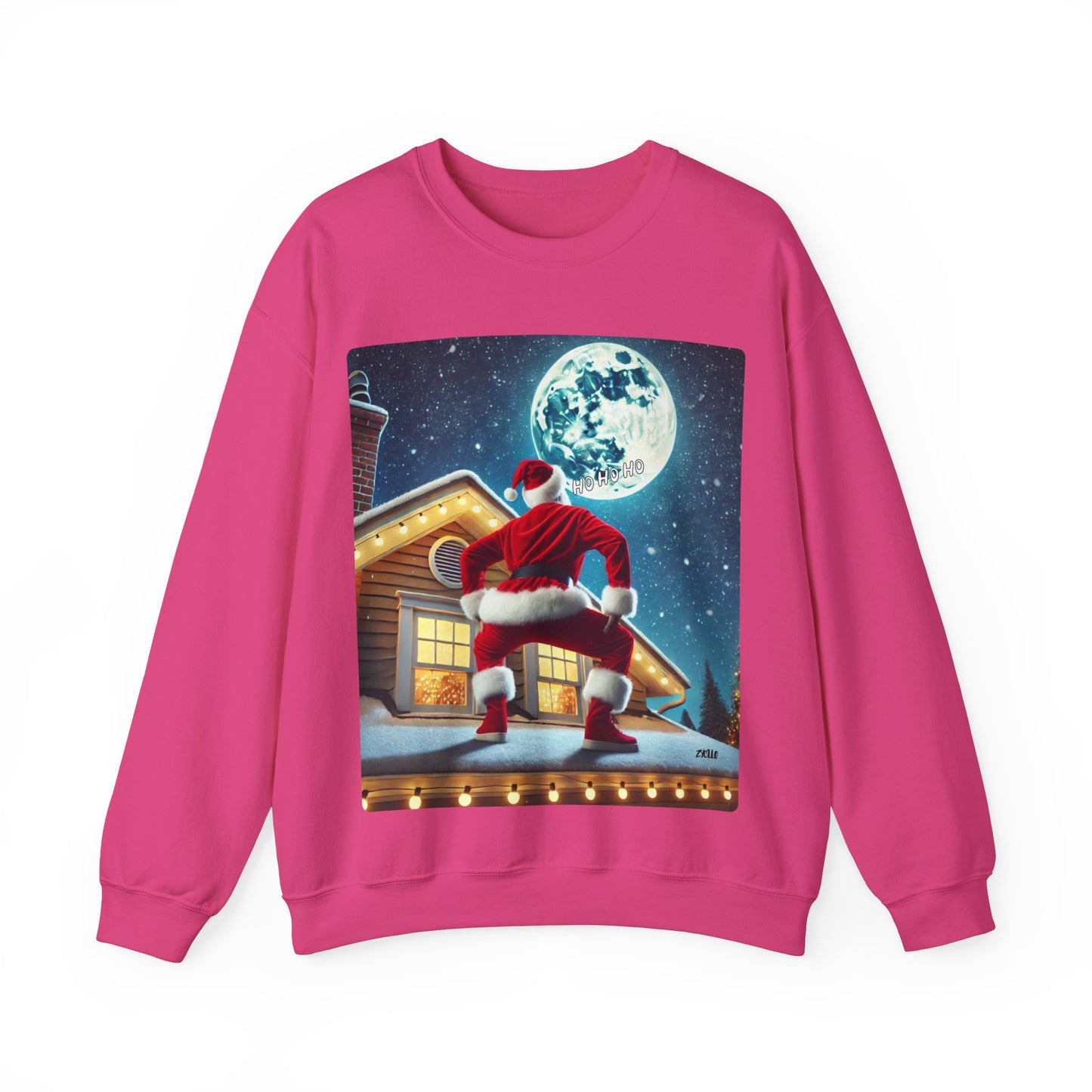 Sweatshirt unisexe Santa on the Roof en mélange épais - Parfait pour les célébrations de Noël.