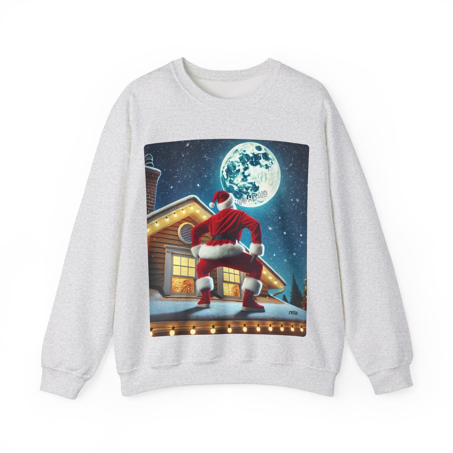 Sweatshirt unisexe Santa on the Roof en mélange épais - Parfait pour les célébrations de Noël.