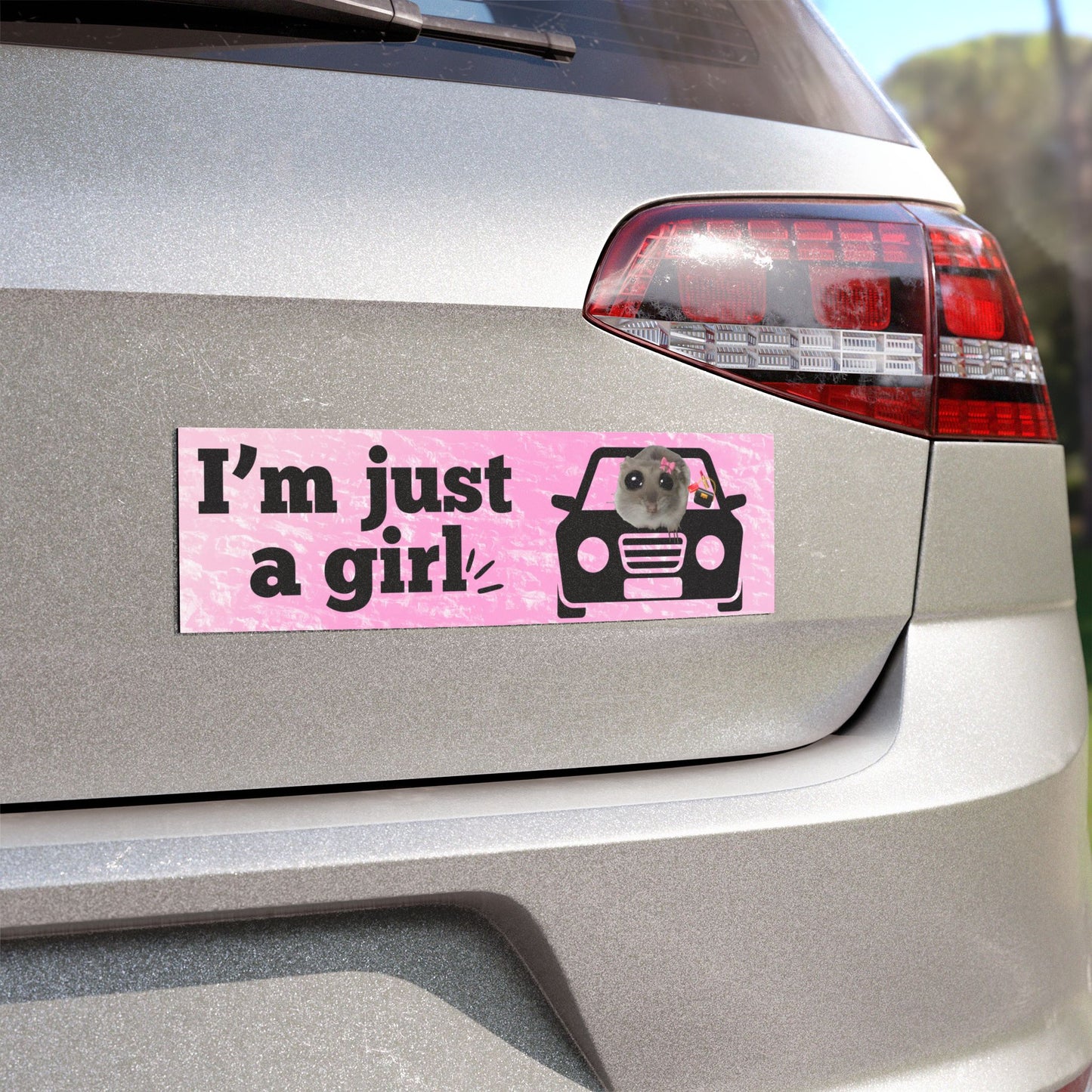 Aimants de voiture, "I'm just a girl" avec le mème de la souris