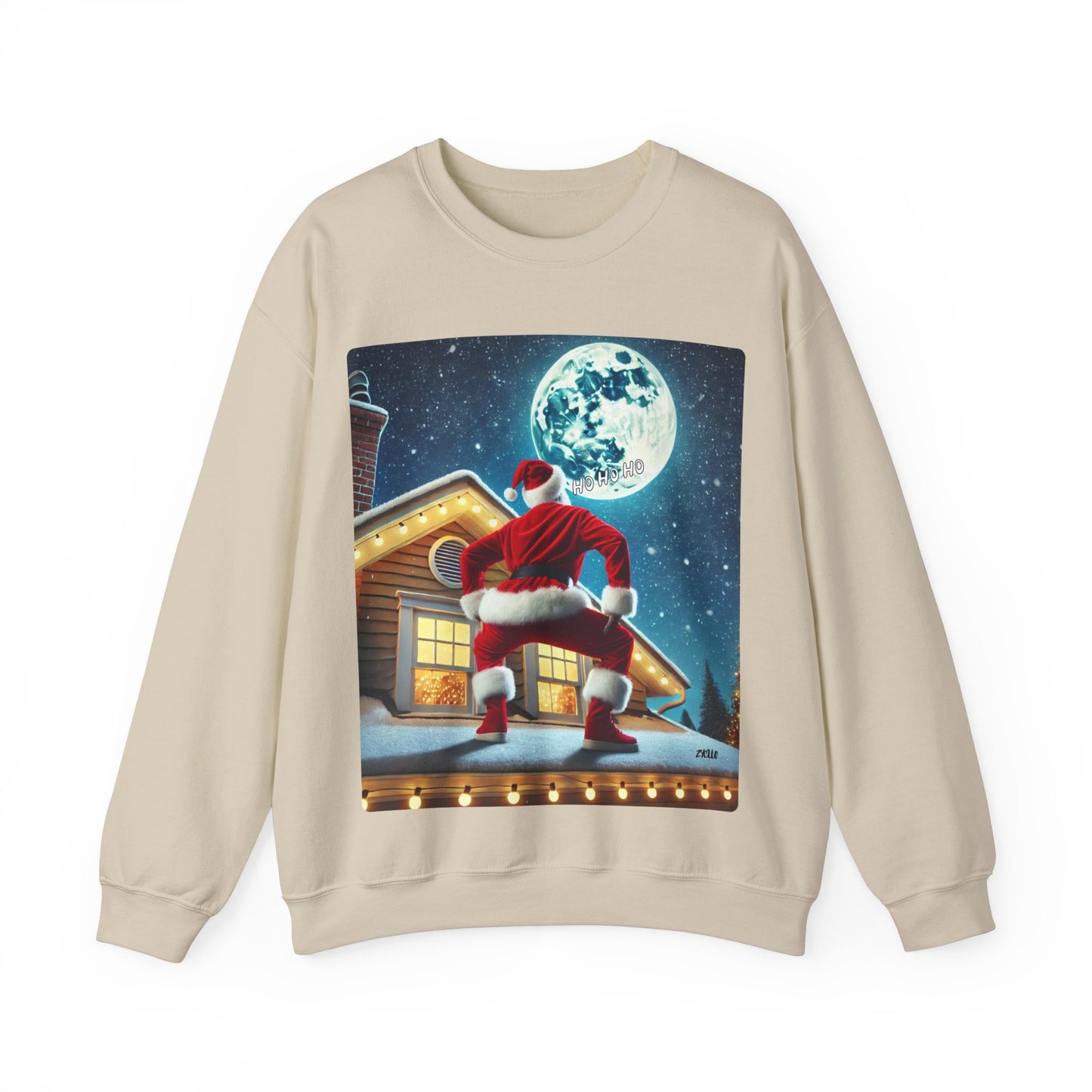 Sweatshirt unisexe Santa on the Roof en mélange épais - Parfait pour les célébrations de Noël.