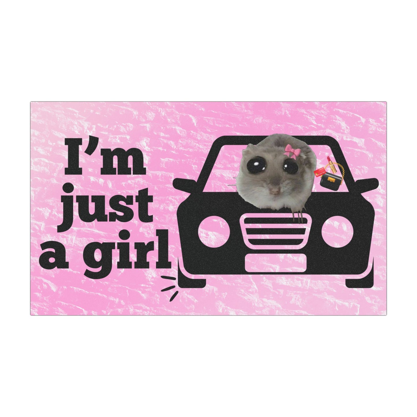 Aimants de voiture, "I'm just a girl" avec le mème de la souris