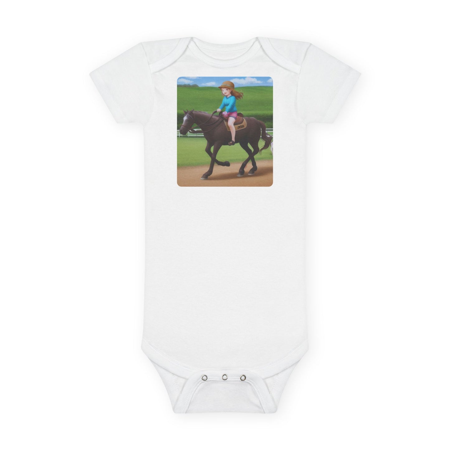 Body mignon pour bébé à manches courtes - Idéal cadeau pour les amoureux des chevaux (Créé par Zyello)