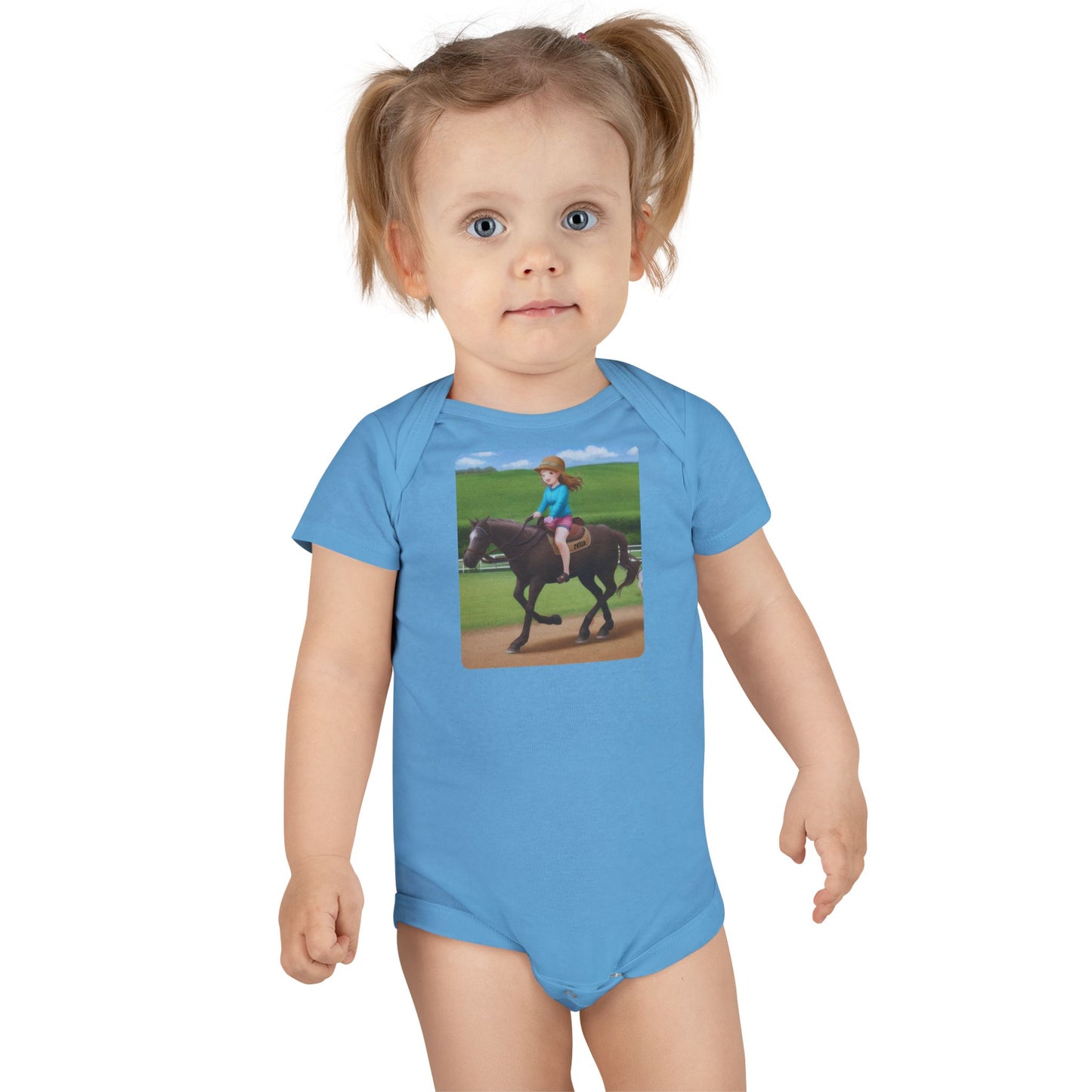 Body mignon pour bébé à manches courtes - Idéal cadeau pour les amoureux des chevaux (Créé par Zyello)