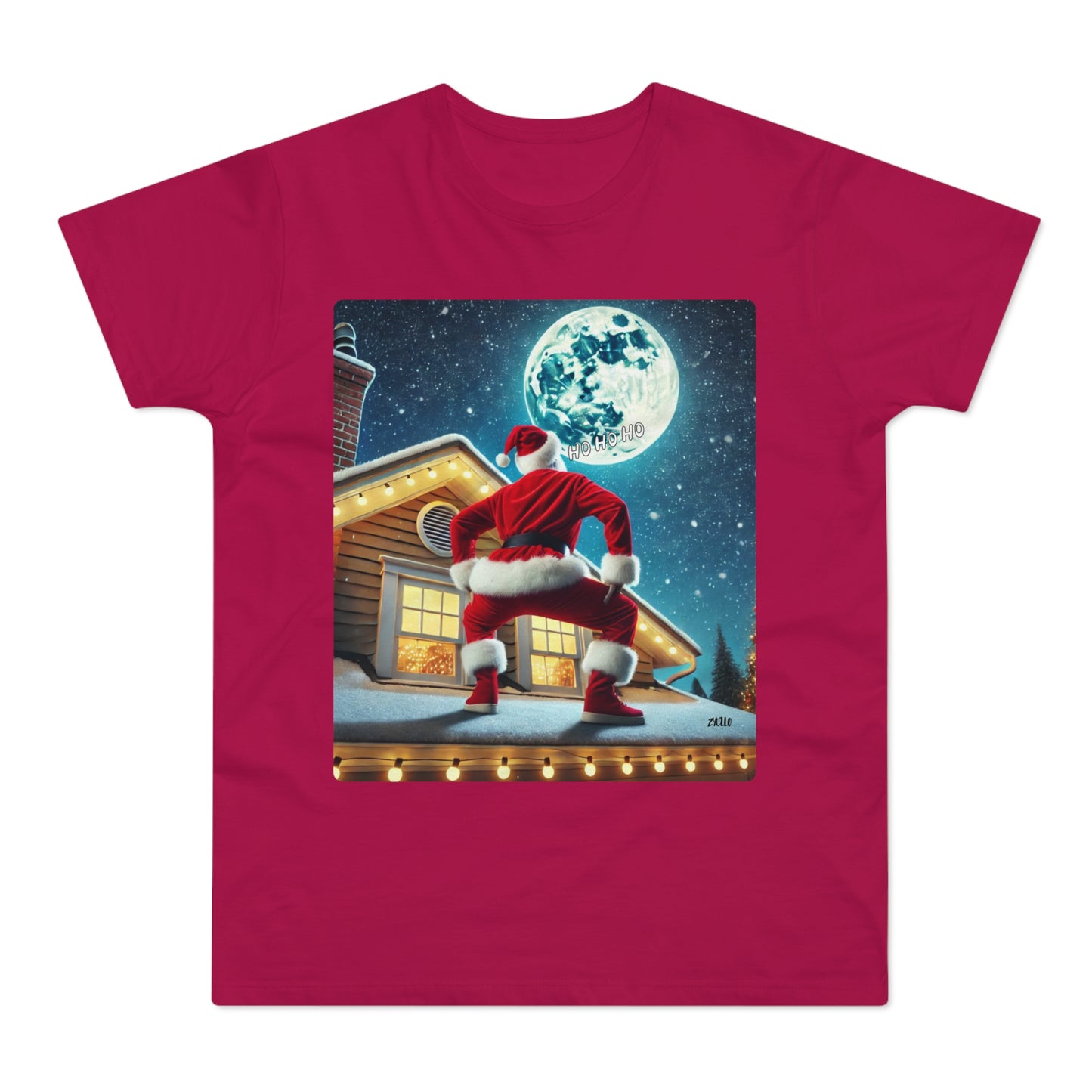 T-shirt homme "Père noël sur le toit" drôle - T-shirt de Noël décalé