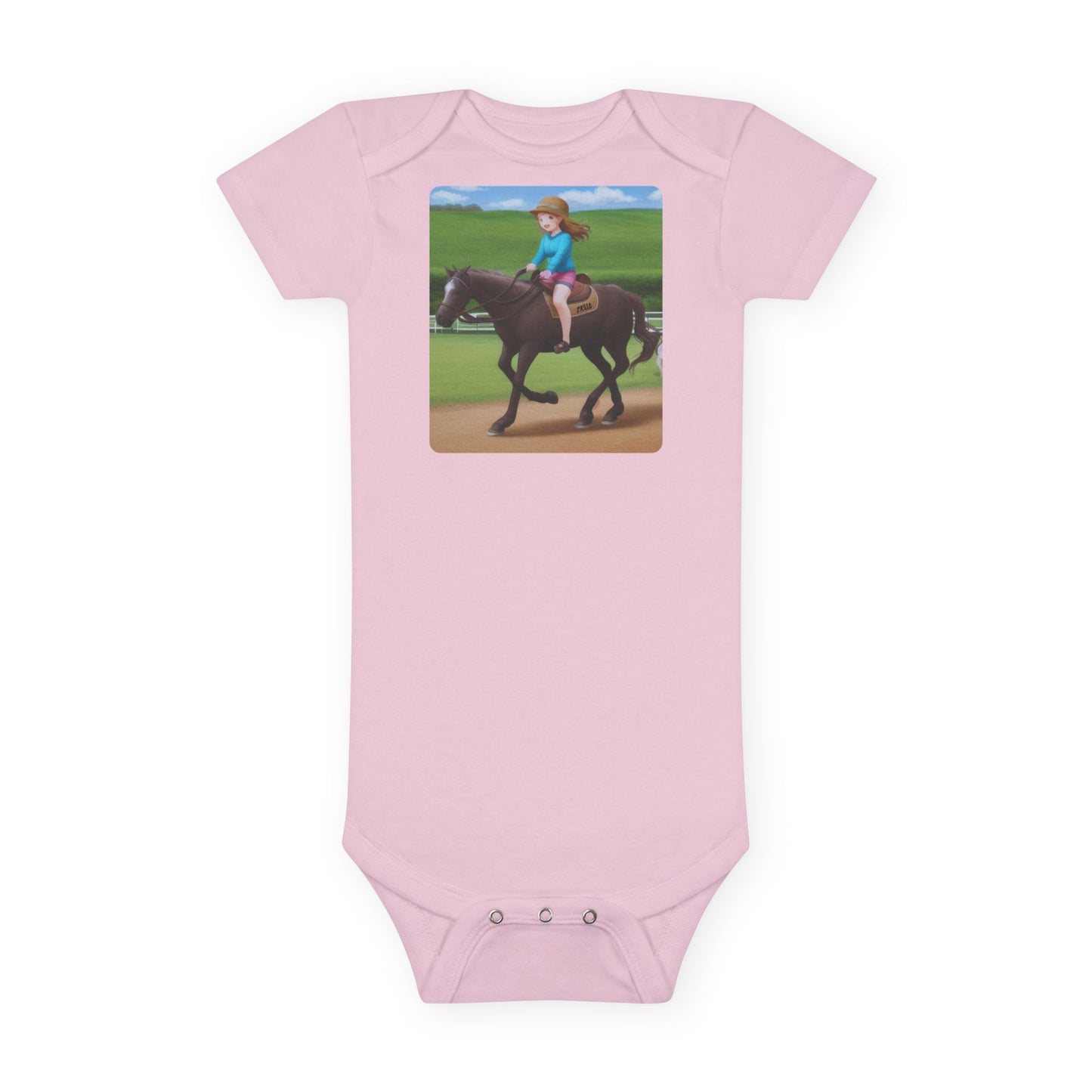 Body mignon pour bébé à manches courtes - Idéal cadeau pour les amoureux des chevaux (Créé par Zyello)