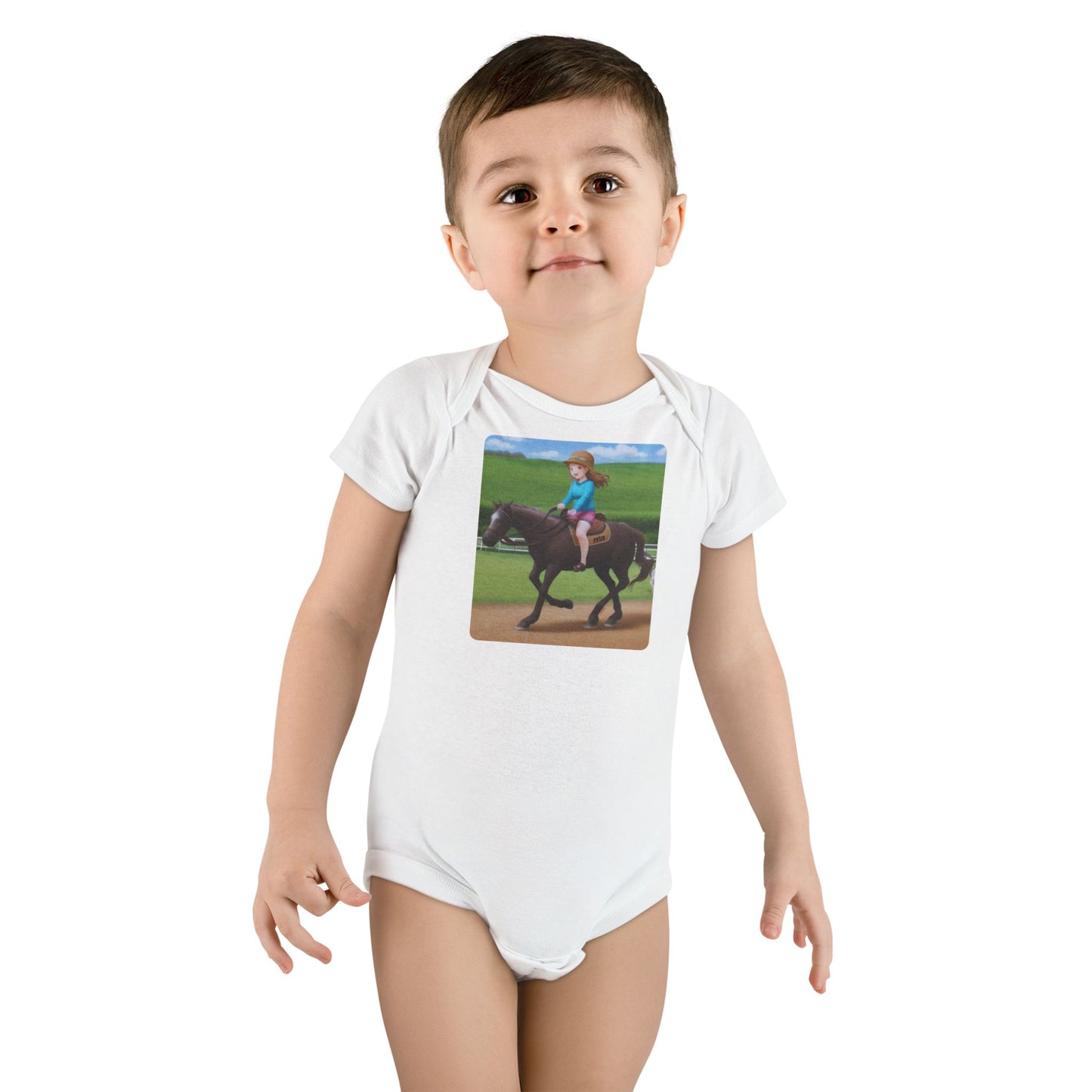 Body mignon pour bébé à manches courtes - Idéal cadeau pour les amoureux des chevaux (Créé par Zyello)