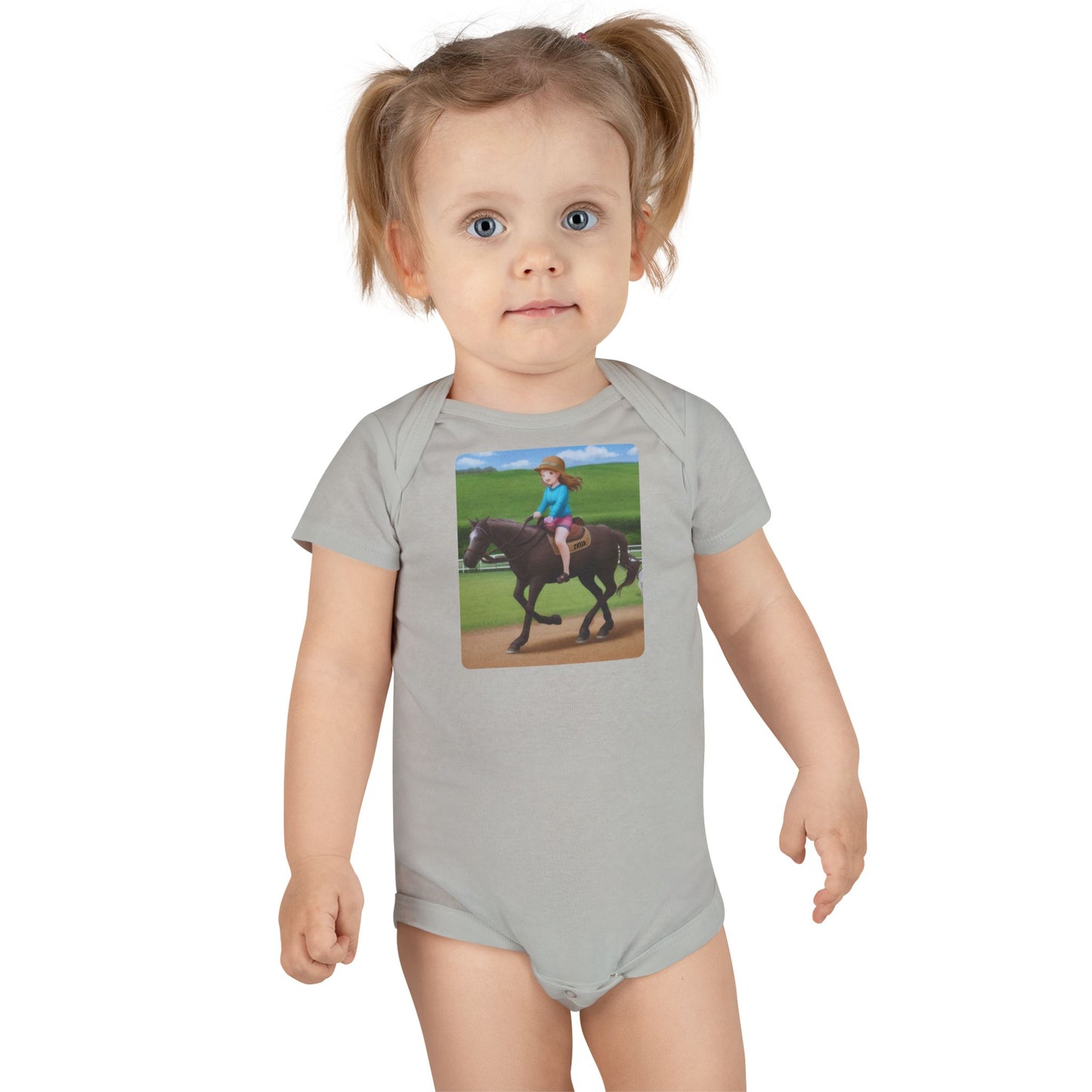 Body mignon pour bébé à manches courtes - Idéal cadeau pour les amoureux des chevaux (Créé par Zyello)