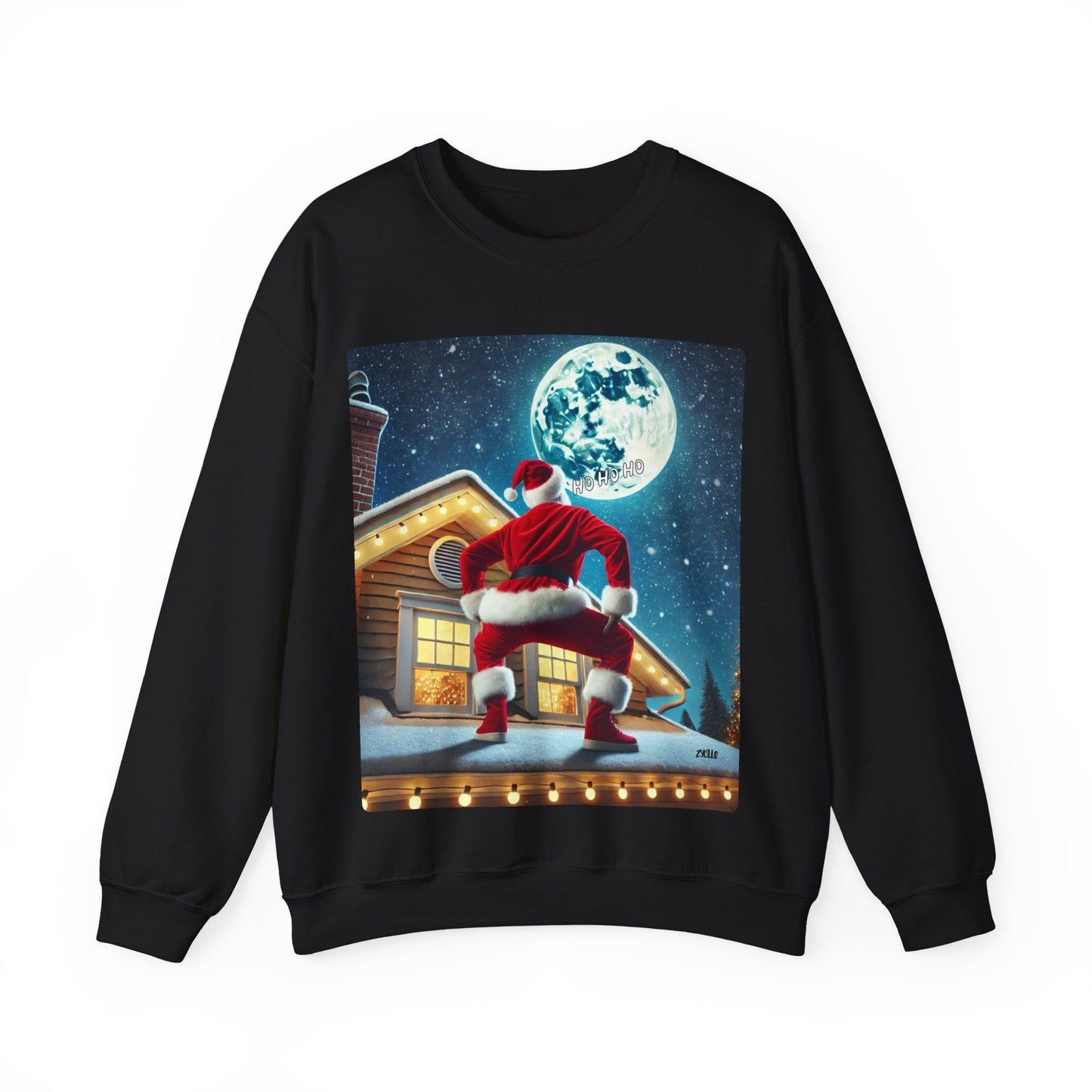 Sweatshirt unisexe Santa on the Roof en mélange épais - Parfait pour les célébrations de Noël.